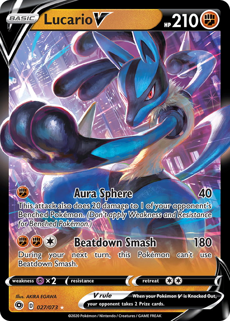 Lucario V (027/073) (Intro Deck) [Sword & Shield: Champion's Path] | Event Horizon Hobbies CA