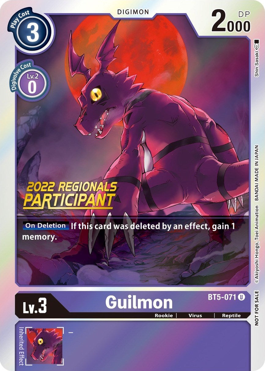 Guilmon [BT5-071] (2022 Championship Offline Regional) (Online Participant) [Battle of Omni Promos] | Event Horizon Hobbies CA