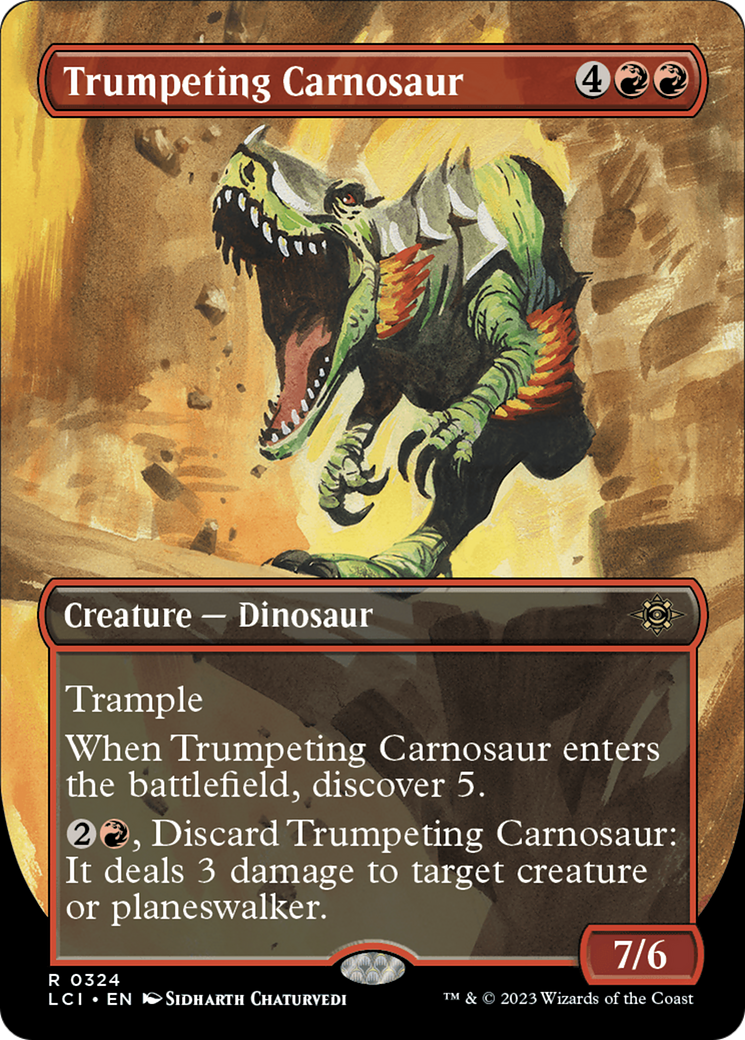 Trumpeting Carnosaur (Borderless) [The Lost Caverns of Ixalan] | Event Horizon Hobbies CA