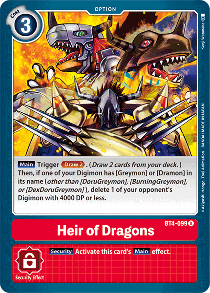 Heir of Dragons [BT4-099] [Great Legend] | Event Horizon Hobbies CA