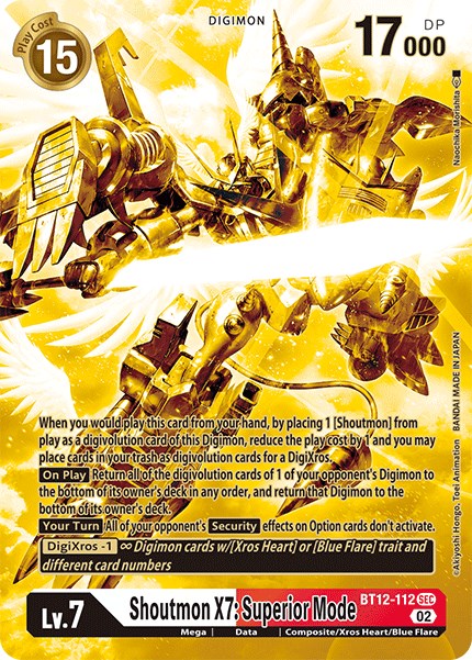 Shoutmon X7: Superior Mode [BT12-112] (Alternate Art - Gold) [Across Time] | Event Horizon Hobbies CA