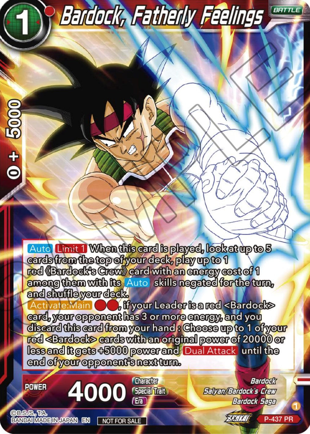 Bardock, Fatherly Feelings (Zenkai Series Tournament Pack Vol.2) (P-437) [Tournament Promotion Cards] | Event Horizon Hobbies CA