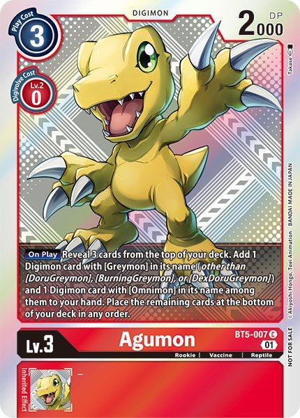 Agumon [BT5-007] (New Awakening Pre-Release Tournament Winner Card) [New Awakening Pre-Release Promos] | Event Horizon Hobbies CA