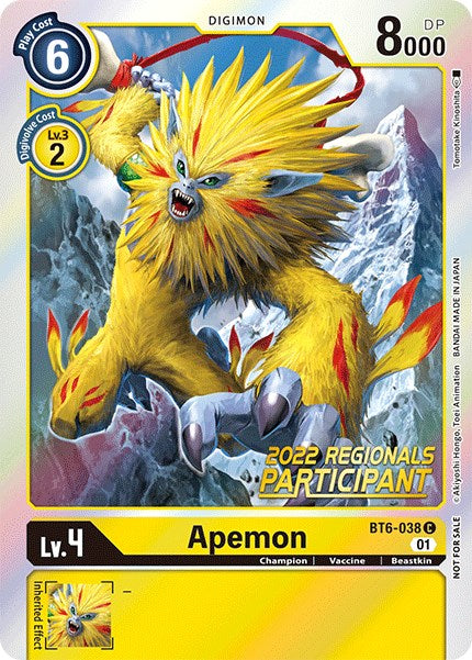 Apemon [BT6-038] (2022 Championship Online Regional) (Online Participant) [Double Diamond Promos] | Event Horizon Hobbies CA