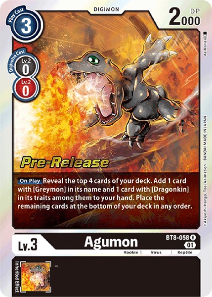 Agumon [BT8-058] [New Awakening Pre-Release Cards] | Event Horizon Hobbies CA