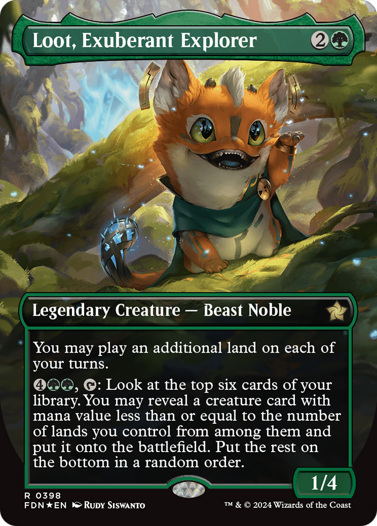 Loot, Exuberant Explorer (Borderless) (Mana Foil) [Foundations] | Event Horizon Hobbies CA