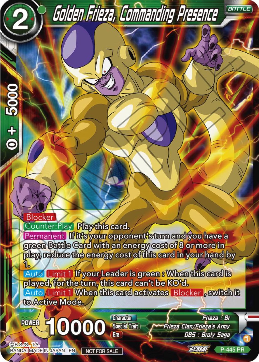 Golden Frieza, Commanding Presence (Zenkai Series Tournament Pack Vol.2) (P-445) [Tournament Promotion Cards] | Event Horizon Hobbies CA