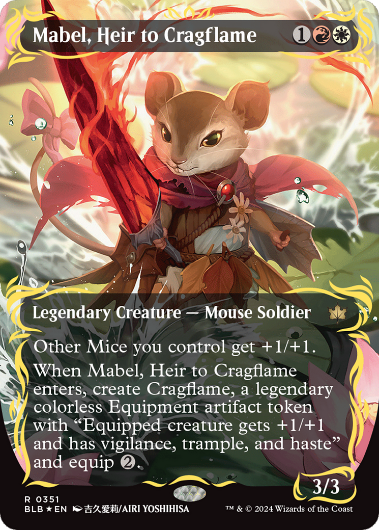 Mabel, Heir to Cragflame (Borderless) (Raised Foil) [Bloomburrow] | Event Horizon Hobbies CA