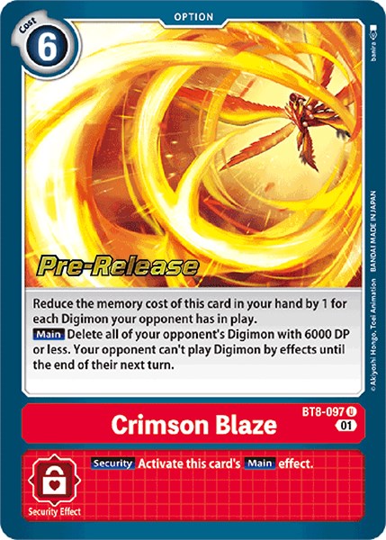 Crimson Blaze [BT8-097] [New Awakening Pre-Release Cards] | Event Horizon Hobbies CA