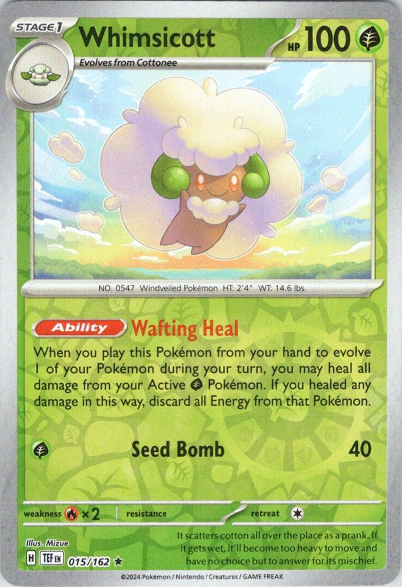 Whimsicott (015/162) [Scarlet & Violet: Temporal Forces] | Event Horizon Hobbies CA