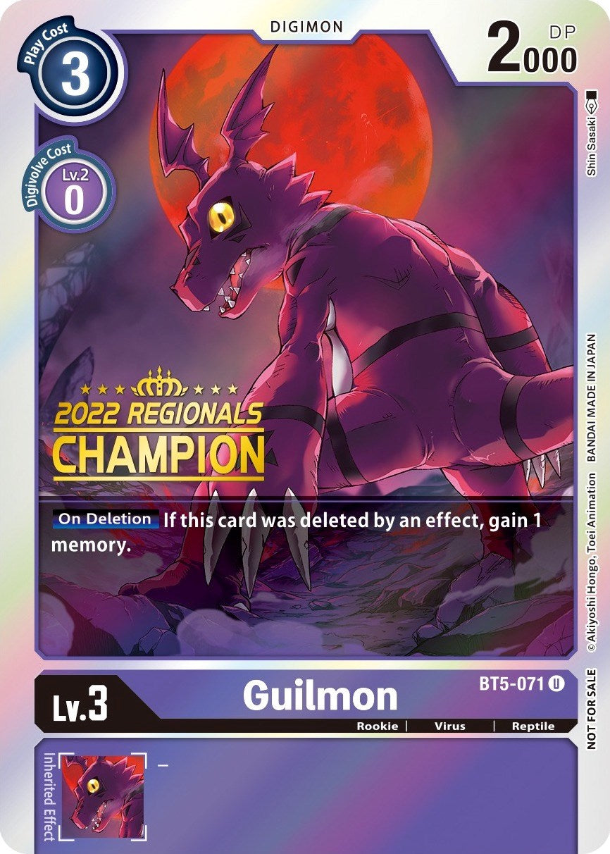 Guilmon [BT5-071] (2022 Championship Offline Regional) (Online Champion) [Battle of Omni Promos] | Event Horizon Hobbies CA