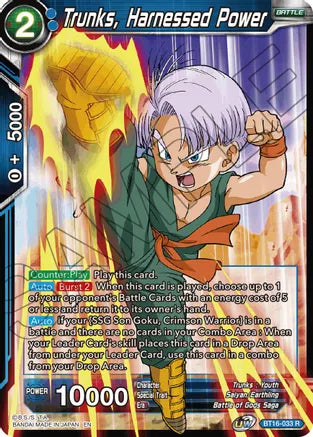 Trunks, Harnessed Power (BT16-033) [Realm of the Gods] | Event Horizon Hobbies CA