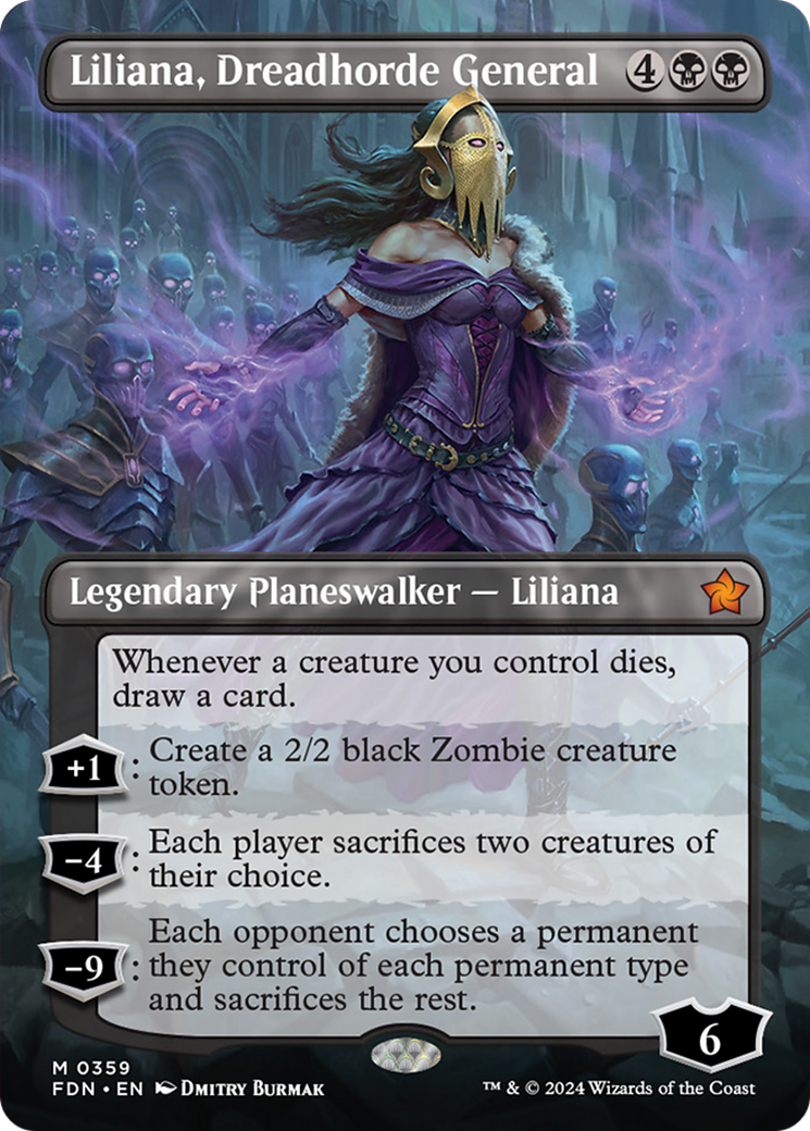 Liliana, Dreadhorde General (Borderless) [Foundations] | Event Horizon Hobbies CA