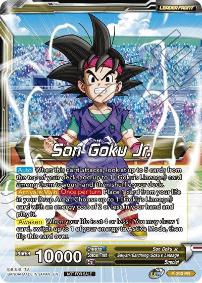 Son Goku Jr. // SS Son Goku Jr., Scion of the Lineage (Gold Stamped) (P-290) [Promotion Cards] | Event Horizon Hobbies CA