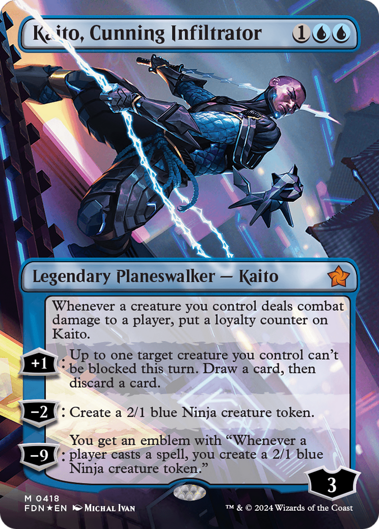 Kaito, Cunning Infiltrator (Borderless) (Mana Foil) [Foundations] | Event Horizon Hobbies CA