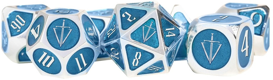 Dice - Tales of the Valiant - Metal Dice Light Blue/Silver | Event Horizon Hobbies CA