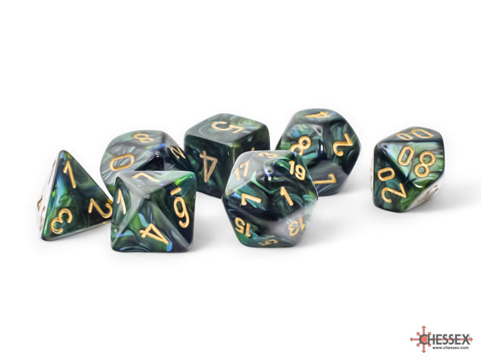 Dice - Chessex - Mega - Scarab Jade //  Gold