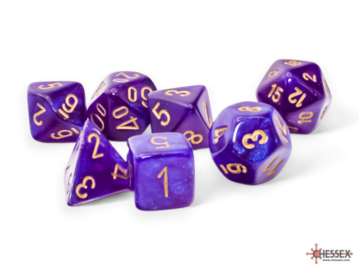 Dice - Chessex - Mega - Borealis Royal Purple // Gold | Event Horizon Hobbies CA