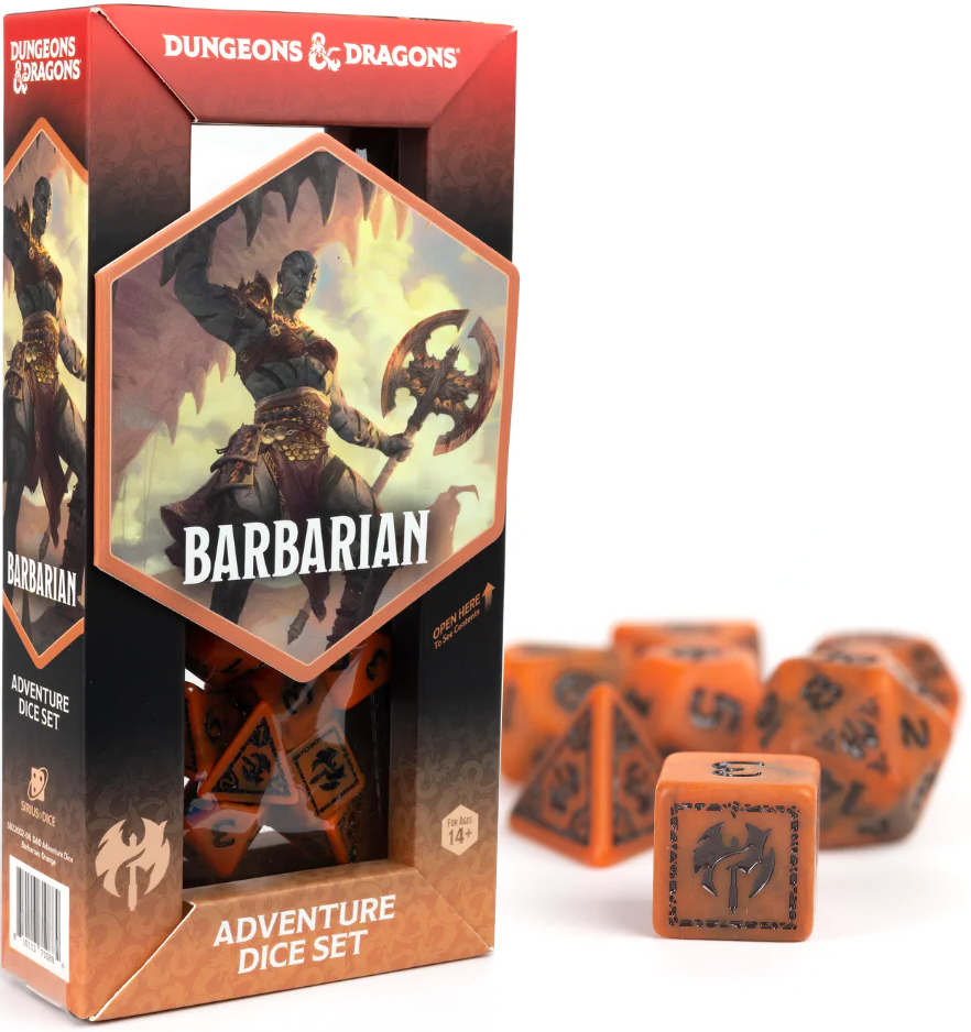 Dice - Sirius Dice - D&D Adventure - Barbarian: Orange | Event Horizon Hobbies CA