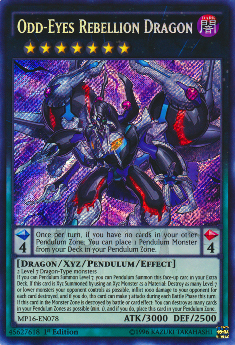 Odd-Eyes Rebellion Dragon [MP16-EN078] Secret Rare | Event Horizon Hobbies CA