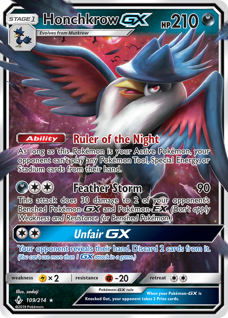 Honchkrow GX (109/214) [Sun & Moon: Unbroken Bonds] | Event Horizon Hobbies CA