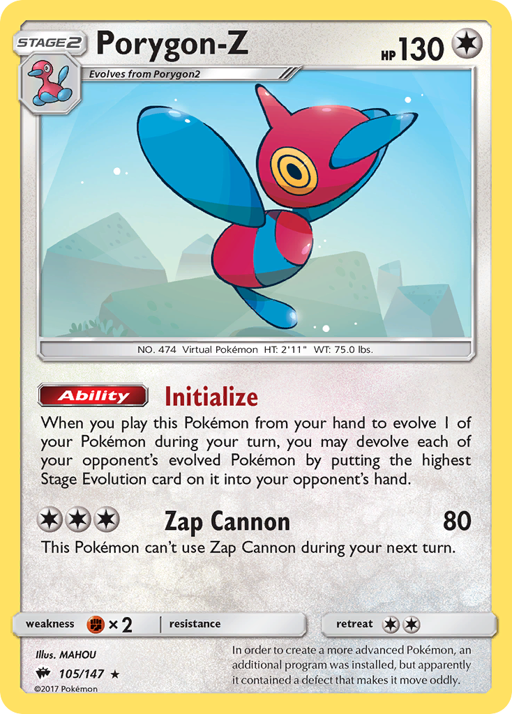 Porygon-Z (105/147) [Sun & Moon: Burning Shadows] | Event Horizon Hobbies CA