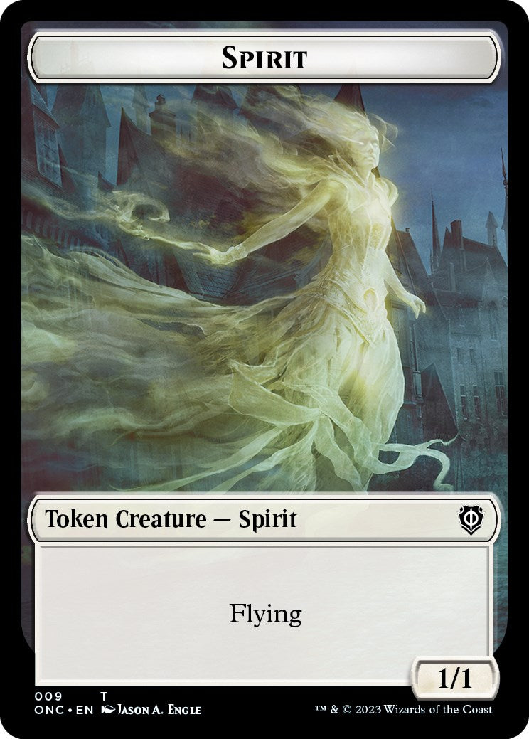 Human // Spirit Double-Sided Token [Phyrexia: All Will Be One Commander Tokens] | Event Horizon Hobbies CA