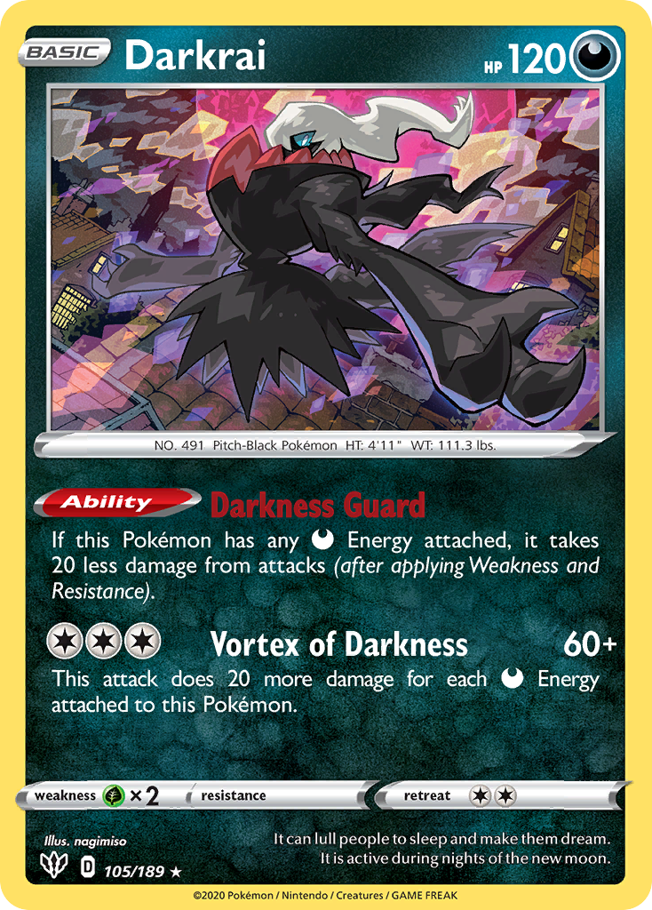 Darkrai (105/189) (Cosmos Holo) [Sword & Shield: Darkness Ablaze] | Event Horizon Hobbies CA