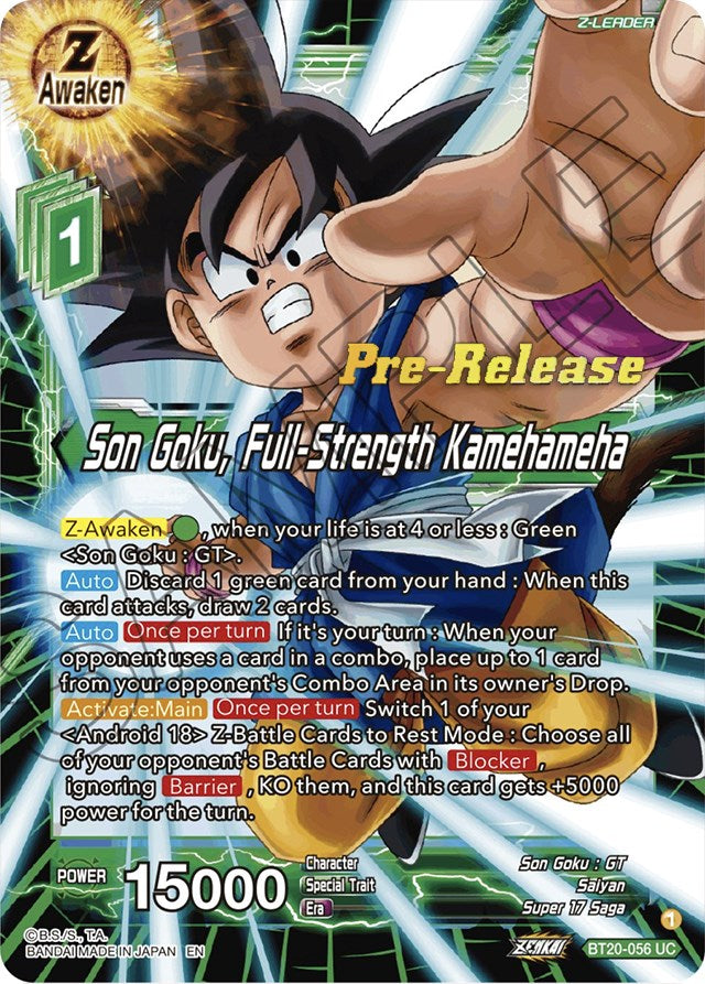 Son Goku, Full-Strength Kamehameha (BT20-056) [Power Absorbed Prerelease Promos] | Event Horizon Hobbies CA