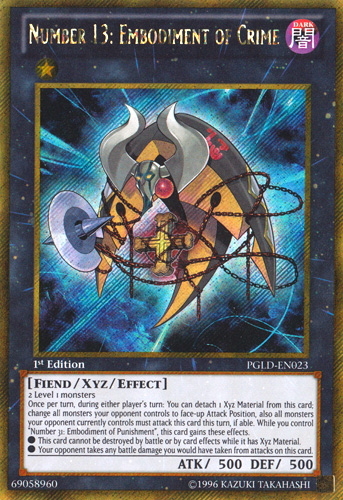 Number 13: Embodiment of Crime [PGLD-EN023] Gold Secret Rare | Event Horizon Hobbies CA