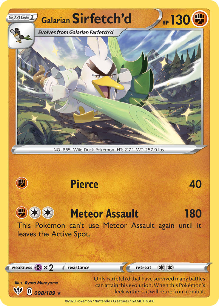 Galarian Sirfetch'd (098/189) (Cracked Ice holo) (Theme Deck Exclusive) [Sword & Shield: Darkness Ablaze] | Event Horizon Hobbies CA