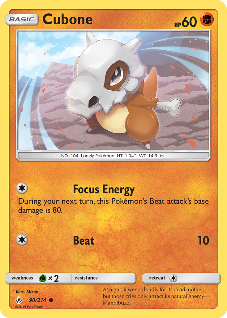 Cubone (90/214) [Sun & Moon: Unbroken Bonds] | Event Horizon Hobbies CA