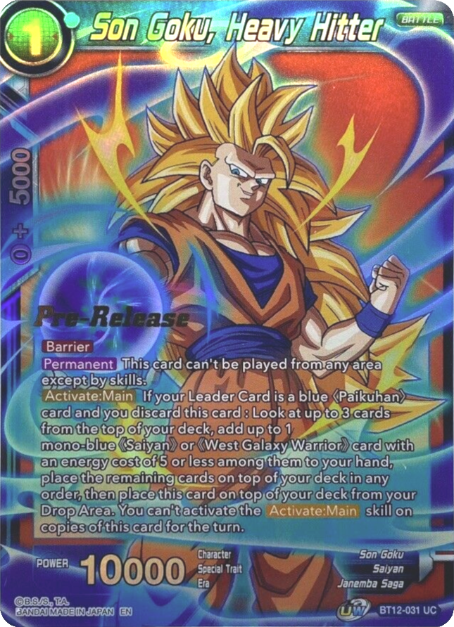 Son Goku, Heavy Hitter (BT12-031) [Vicious Rejuvenation Prerelease Promos] | Event Horizon Hobbies CA