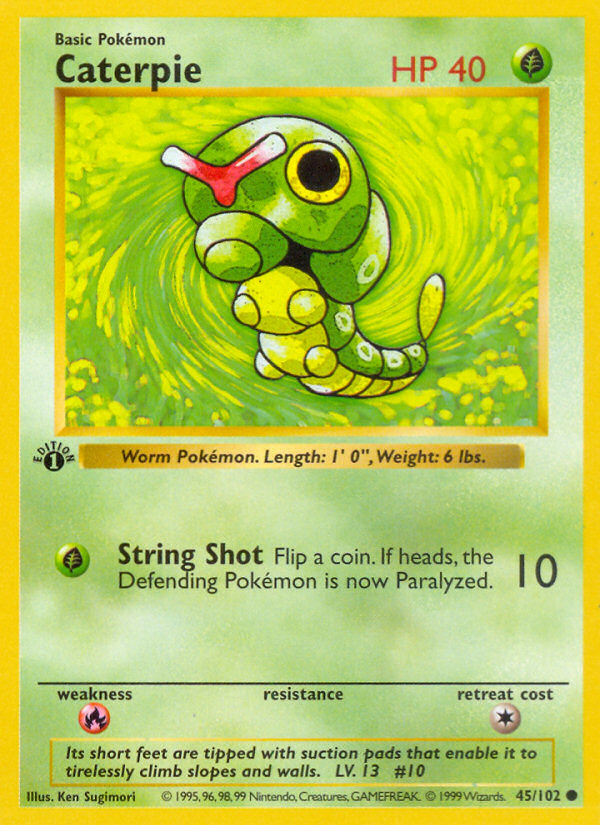 Caterpie (45/102) (Shadowless) [Base Set 1st Edition] | Event Horizon Hobbies CA