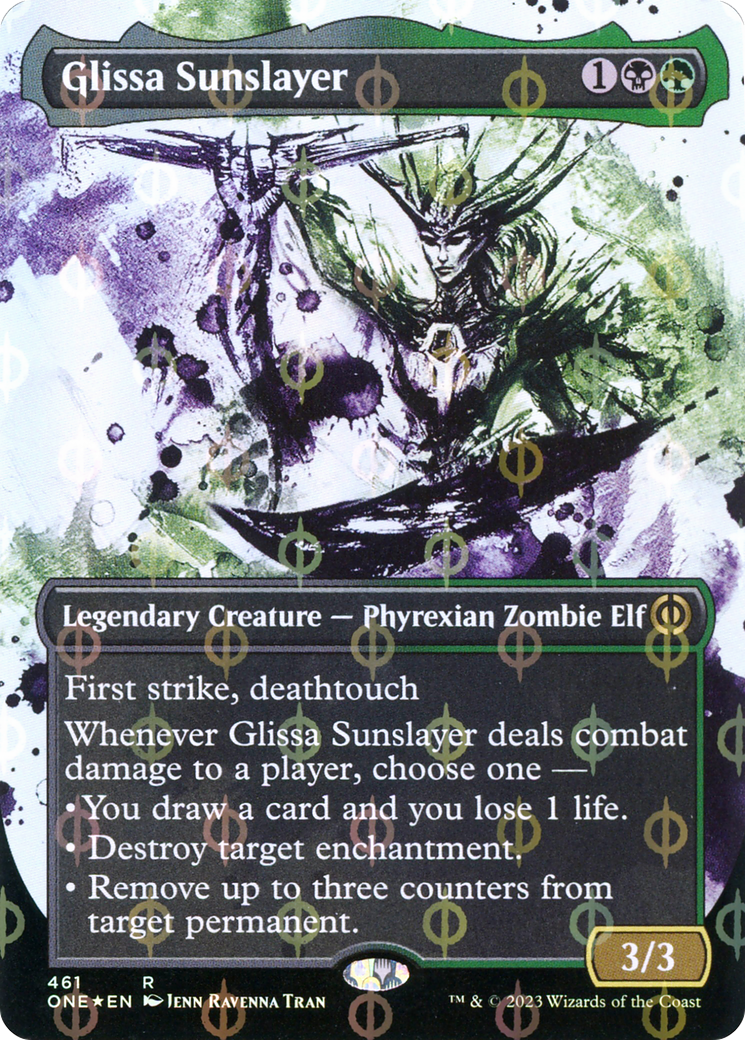 Glissa Sunslayer (Borderless Ichor Step-and-Compleat Foil) [Phyrexia: All Will Be One] | Event Horizon Hobbies CA