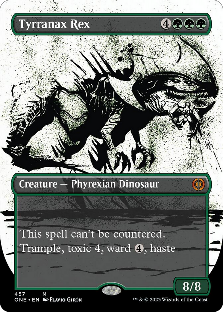 Tyrranax Rex (Borderless Ichor Step-and-Compleat Foil) [Phyrexia: All Will Be One] | Event Horizon Hobbies CA