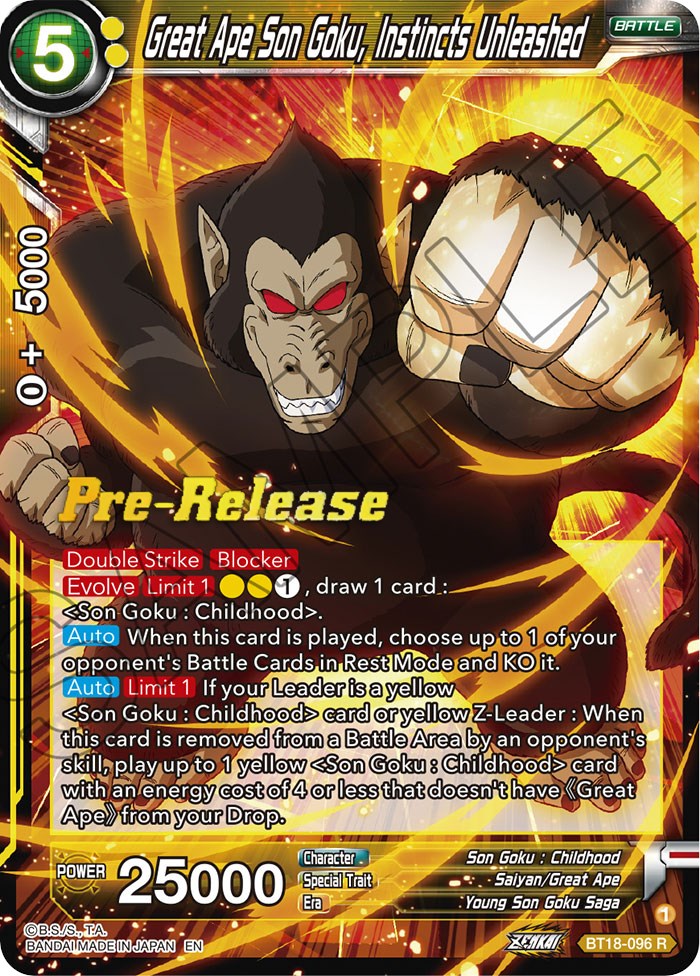 Great Ape Son Goku, Instincts Unleashed (BT18-096) [Dawn of the Z-Legends Prerelease Promos] | Event Horizon Hobbies CA