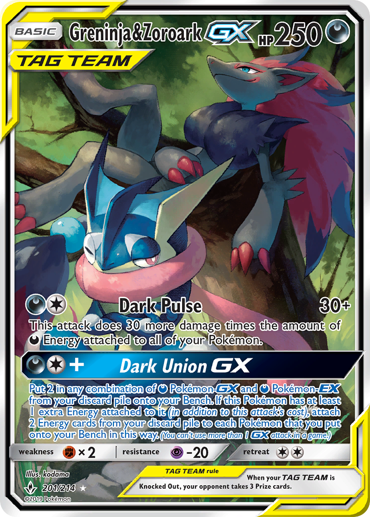 Greninja & Zoroark GX (201/214) [Sun & Moon: Unbroken Bonds] | Event Horizon Hobbies CA