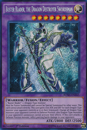 Buster Blader, the Dragon Destroyer Swordsman [BOSH-EN045] Secret Rare | Event Horizon Hobbies CA