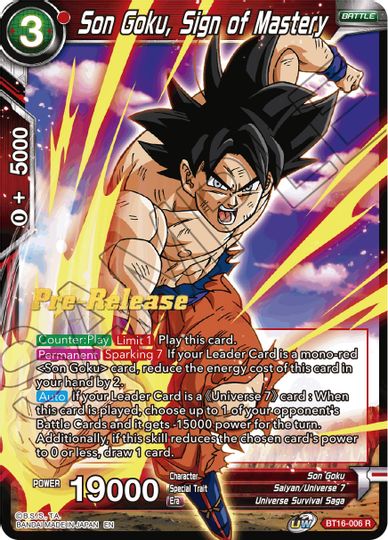 Son Goku, Sign of Mastery (BT16-006) [Realm of the Gods Prerelease Promos] | Event Horizon Hobbies CA