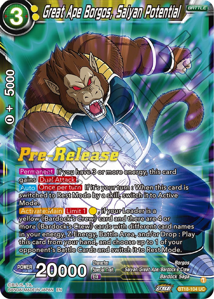 Great Ape Borgos, Saiyan Potential (BT18-104) [Dawn of the Z-Legends Prerelease Promos] | Event Horizon Hobbies CA