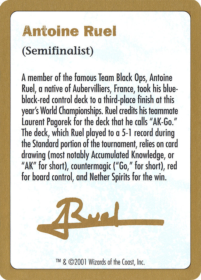 Antoine Ruel Bio [World Championship Decks 2001] | Event Horizon Hobbies CA