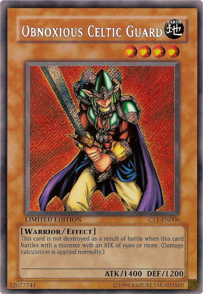 Obnoxious Celtic Guard [CT1-EN006] Secret Rare | Event Horizon Hobbies CA