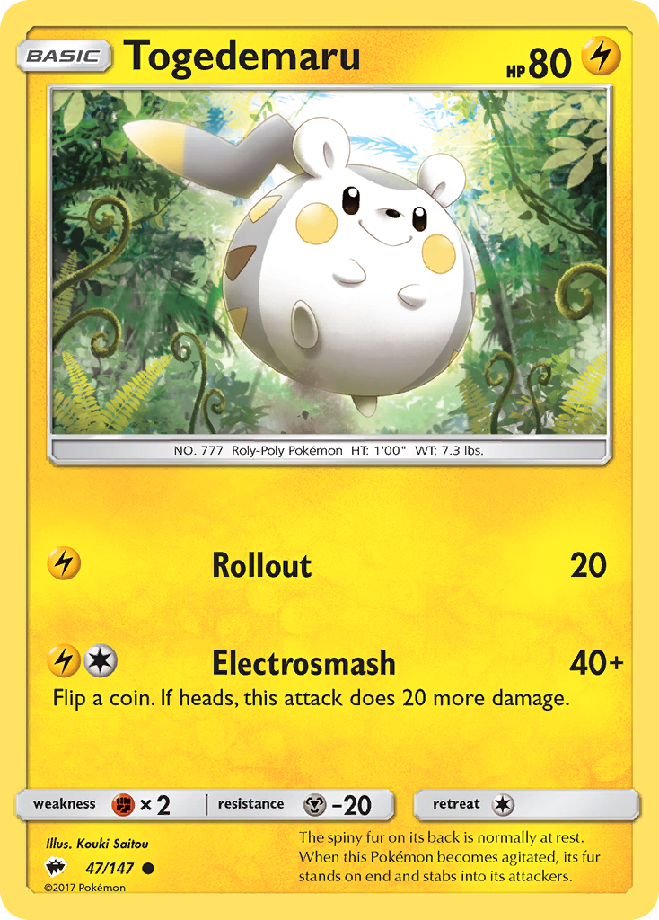 Togedemaru (47/147) [Sun & Moon: Burning Shadows] | Event Horizon Hobbies CA