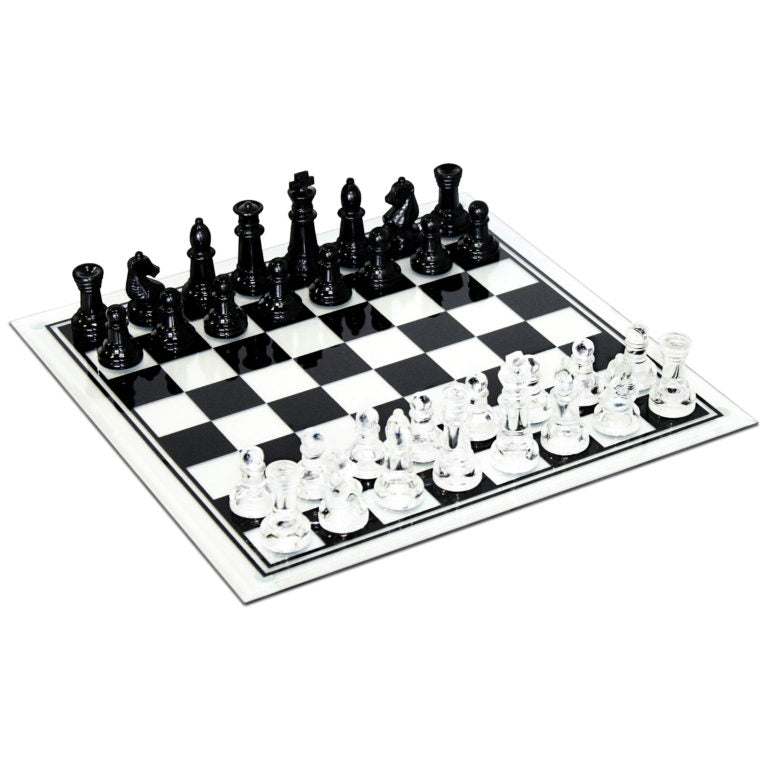 Board Games - WE Games - Black and Clear Glass Chess Set