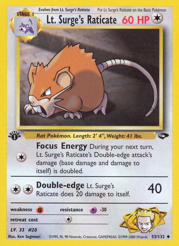 Lt. Surge's Raticate (53/132) [Gym Challenge 1st Edition] | Event Horizon Hobbies CA