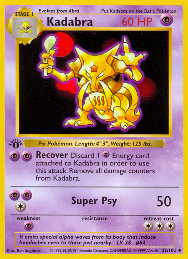 Kadabra (32/102) (Shadowless) [Base Set 1st Edition] | Event Horizon Hobbies CA