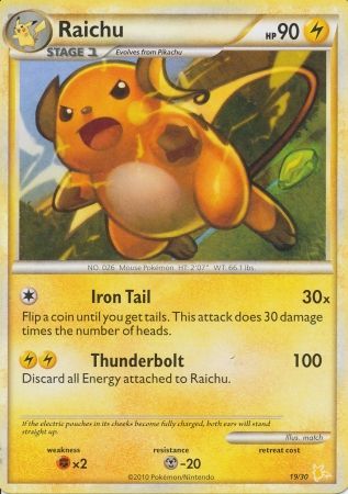 Raichu (19/30) [HeartGold & SoulSilver: Trainer Kit - Raichu] | Event Horizon Hobbies CA