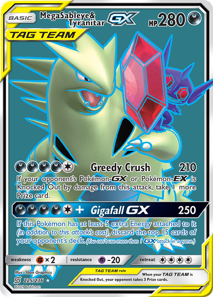 Mega Sableye & Tyranitar GX (225/236) [Sun & Moon: Unified Minds] | Event Horizon Hobbies CA