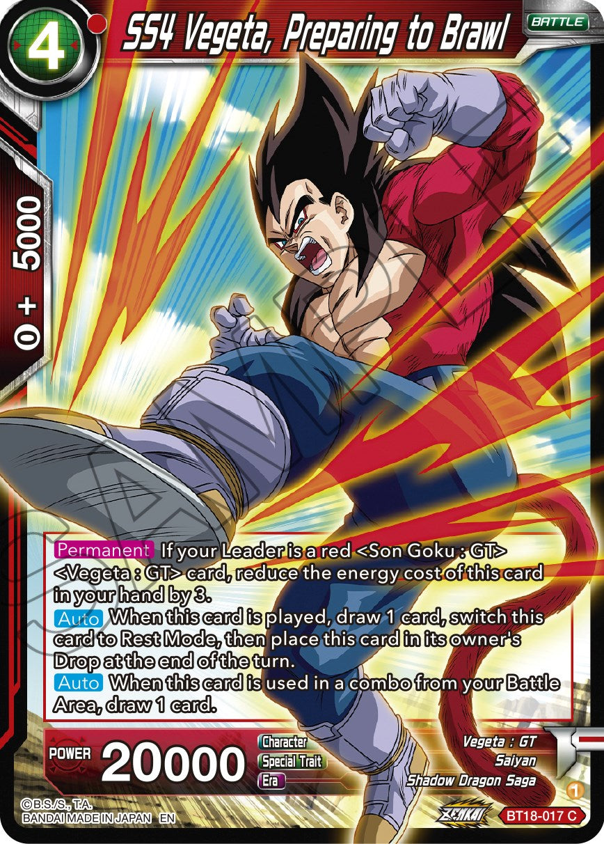 SS4 Vegeta, Preparing to Brawl (BT18-017) [Dawn of the Z-Legends] | Event Horizon Hobbies CA